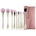 Set Di 10 Pennelli Da Trucco Oro Champagne E Bianco Rosa Con Borsa A Tracolla Rosa - Pennelli Cosmetici Professionali - Foto miniatura 5