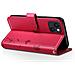 Custodia A Portafoglio Per Iphone 13 / 14 Premium Design Fiori Farfalla, Rosso - Foto miniatura 4