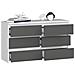 Cassettiera CL100, 6 cassetti, 100x35x57 cm, Colore Bianco e Grigio Grafite - Foto miniatura 2
