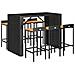 Set Bar Giardino 7 pz Nero Polyrattan e Legno Massello Acacia - Foto miniatura 2