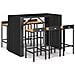 Set Bar Giardino 7 pz Nero Polyrattan e Legno Massello Acacia - Foto miniatura 1