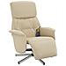 Poltrona Reclinabile Massaggiante Con Poggiapiedi Crema Tessuto - Foto miniatura 2