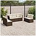 Set Divani da Giardino 7 pz con Cuscini Marrone in Polyrattan - Foto miniatura 2