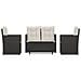 Set Salotto da Esterno 4 pz con Cuscini in Polyrattan Nero - Foto miniatura 1