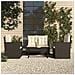 Set Salotto da Esterno 4 pz con Cuscini in Polyrattan Nero - Foto miniatura 2
