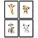 Set Di 4 Stampe Fogli Con Illustrazioni Di Animali. Poster Con Immagini Per Bambini Di Animali. Tiger Rhinoceros Giraffe E Suricata Senza Cornice A4 - Foto miniatura 1