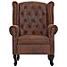 Poltrona Chesterfield E Pouf Marrone Similpelle Scamosciata - Foto miniatura 4
