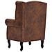 Poltrona Chesterfield E Pouf Marrone Similpelle Scamosciata - Foto miniatura 5