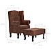 Poltrona Chesterfield E Pouf Marrone Similpelle Scamosciata - Foto miniatura 7