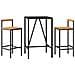Set Bar Giardino 3 pz Nero Polyrattan e Legno Massello Acacia - Foto miniatura 3