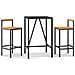 Set Bar Giardino 3 pz Nero Polyrattan e Legno Massello Acacia - Foto miniatura 1
