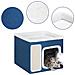 Cuccia Casa Per Gatti Blu Tiragraffi Casetta Animali Domestici 42x42x33 Cm - Foto miniatura 3