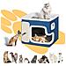 Cuccia Casa Per Gatti Blu Tiragraffi Casetta Animali Domestici 42x42x33 Cm - Foto miniatura 4