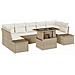 Set Divano da Giardino 8 Pezzi con Cuscini Beige Polyrattan - Foto miniatura 1