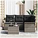 Set Divano da Giardino con cuscino 5 pcs Grigio Poly Rattan - Foto miniatura 3