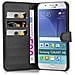Custodia Compatibile Con Samsung Galaxy A8 2015 In Nero Carbone - Coperchio Protettiva Con Chiusura Magnetica, Funzione Stand E Tasca Per Le Carte - Foto miniatura 3