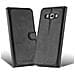 Custodia Compatibile Con Samsung Galaxy A8 2015 In Nero Carbone - Coperchio Protettiva Con Chiusura Magnetica, Funzione Stand E Tasca Per Le Carte - Foto miniatura 6