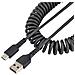 Cavo USB C Ricarica Veloce da 1m; Cavetto USB tipo C 2.0 Spiralato di Alimentazione e Sincronizzazione; Cavo Adattatore USB A a USB C in resistente Fibra Aramidica, Maschio-Maschio, TPE - Nero - Foto miniatura 1