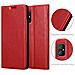 Custodia Compatibile Con Asus Zenfone 8 In Rosso Mela - Coperchio Protettiva Con Chiusura Magnetica, Funzione Stand E Tasca Per Le Carte - Foto miniatura 6