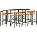 Set Bar Giardino 11pz Grigio Polyrattan e Legno Massello Acacia - Foto miniatura 3