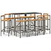 Set Bar Giardino 11pz Grigio Polyrattan e Legno Massello Acacia - Foto miniatura 1
