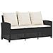 Divano da Giardino a 3 Posti Cuscini&Tavolo Nero in Polyrattan - Foto miniatura 5