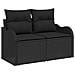 Set Divano da Giardino  da 11 Pezzi con Cuscini Nero Rattan Polietilene Acacia, Divano da Giardino  da 2 Persone con Cuscini Nero Rattan Polietilene - Foto miniatura 4