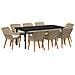 Set da pranzo da giardino a 9 pezzi in Rattan poliestere beige - Foto miniatura 1