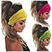 Set Di 3 Fasce Elastiche Sportive Tinta Unita - Fasce Yoga Larghe Assorbenti Per Donna Yellow+red+green - Foto miniatura 1