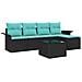 Set Divano da Giardino con archiviazione 6 pcs Nero polyrattan - Foto miniatura 1