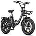 L20 BOOST Bicicletta elettrica pieghevole 250W, batteria agli ioni di litio 48V 13Ah, freni a disco idraulici, sospensione completa, pneumatici grassi 20x4.0, adatta città e fuoristrada, Nero - Foto miniatura 1