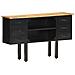 Credenza 110x30x65 Cm In Massello Di Mango Grezzo E Acciaio - Foto miniatura 1