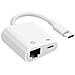 Adattatore Usb-c A Ethernet + Usb-c Carica E Connessione Internet Stabile Bianco - Foto miniatura 1