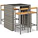 Set Bar Giardino 5pz Grigio Polyrattan e Legno Massello Acacia - Foto miniatura 1