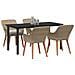 Set da Pranzo da Giardino Beige in Poly Rattan da 5 Pezzi - Foto miniatura 3