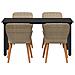 Set da Pranzo da Giardino Beige in Poly Rattan da 5 Pezzi - Foto miniatura 8