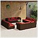 Set Divani Da Giardino 13 Pz Con Cuscini In Polyrattan Marrone - Foto miniatura 1