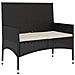 Panca Da Giardino A 2 Posti Con Cuscini In Polyrattan Nero - Foto miniatura 1