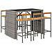 Set Bar Giardino 7pz Grigio Polyrattan e Legno Massello Acacia - Foto miniatura 6