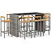 Set Bar Giardino 7pz Grigio Polyrattan e Legno Massello Acacia - Foto miniatura 1