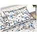 Completo Lenzuola Matrimoniale 100% Cotone Made Italy Disegno Leaves Cn Matrimoniale Azzurro - Foto miniatura 3