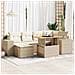Set Divani Da Giardino 7 Pz Con Cuscini Beige In Polyrattan - Foto miniatura 1