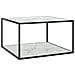Tavolino Da Salotto Nero Con Vetro Marmo Bianco 90x90x50 Cm - Foto miniatura 2