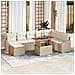 Set da pranzo da giardino da 9 pezzi con cuscini Beige Poly Rattan Acacia - Foto miniatura 2