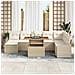 Set da pranzo da giardino da 9 pezzi con cuscini Beige Poly Rattan Acacia - Foto miniatura 3