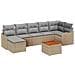 Set di divani da giardino  da 8 pezzi con cuscini beige in polyrattan e acacia, Divano da giardino  da 2 posti con cuscini beige in polyrattan - Foto miniatura 1