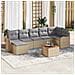 Set di divani da giardino  da 8 pezzi con cuscini beige in polyrattan e acacia, Divano da giardino  da 2 posti con cuscini beige in polyrattan - Foto miniatura 2