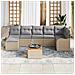 Set di divani da giardino  da 8 pezzi con cuscini beige in polyrattan e acacia, Divano da giardino  da 2 posti con cuscini beige in polyrattan - Foto miniatura 3