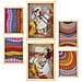 Set Di 6 Stampe Razzle Dazzle In Dipinti Decorativi Estetici Astratti Femminili Per Il Tuo Soggiorno Di Casa A3 & A4 Telaio In Legno Chiaro - Foto miniatura 1