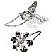 Set Di 2 Fermatenda In Metallo A Forma Di Farfalla E Fiore - Elegante Decorazione Per Finestre Silver - Foto miniatura 1